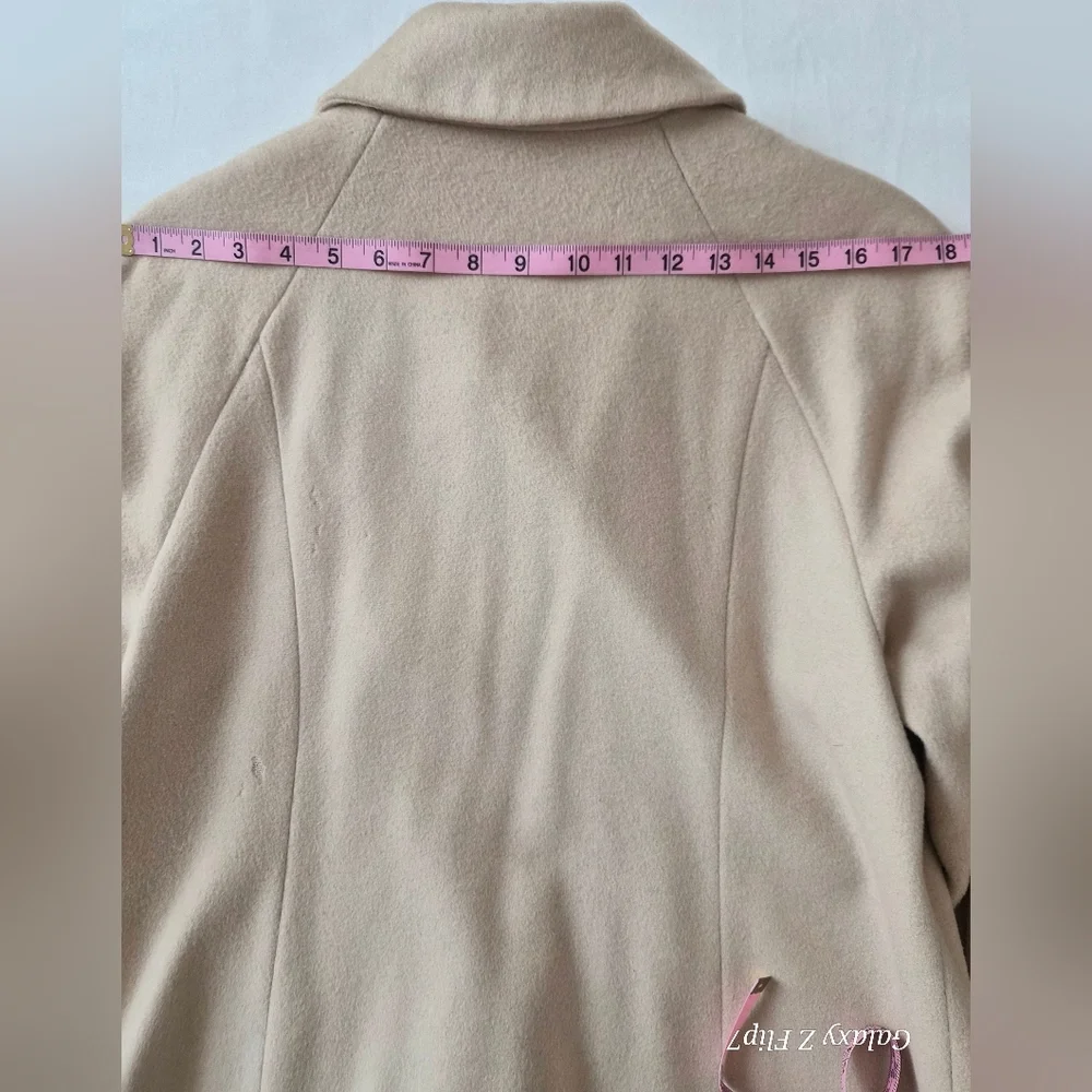 ​Talbots Petites 100% Wool Double Breasted Pea Coat Beige Tan Size 14P - Picture 6 of 10